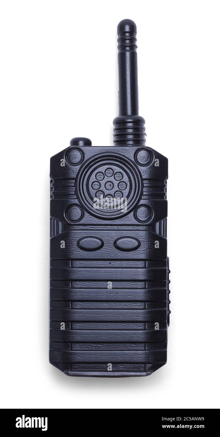 Radio CB giocattolo in plastica isolata su sfondo bianco. Foto Stock