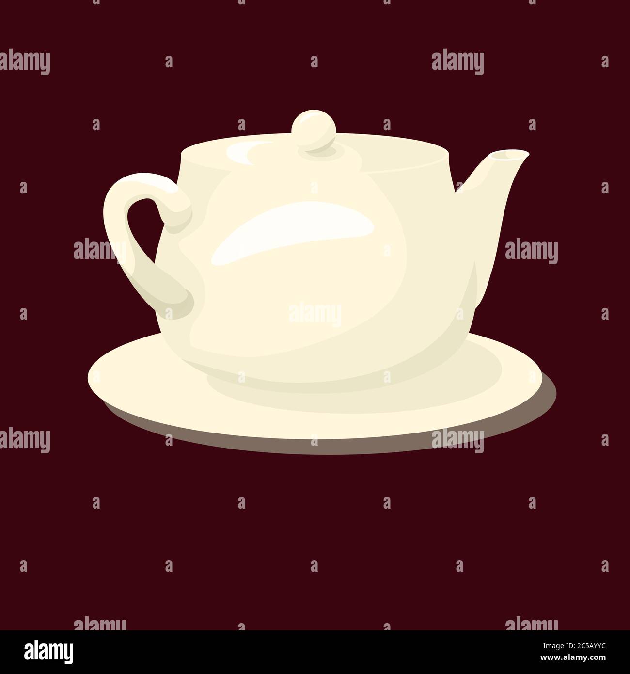 Teakettica bianca in porcellana. Realizzato in stile piatto cartoon Illustrazione Vettoriale