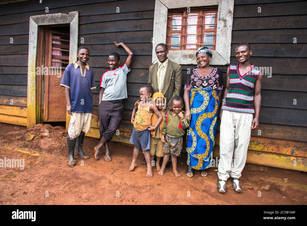 Visita alla cooperativa di caffè Gashonga nella regione del lago Kivu in Ruanda Foto Stock