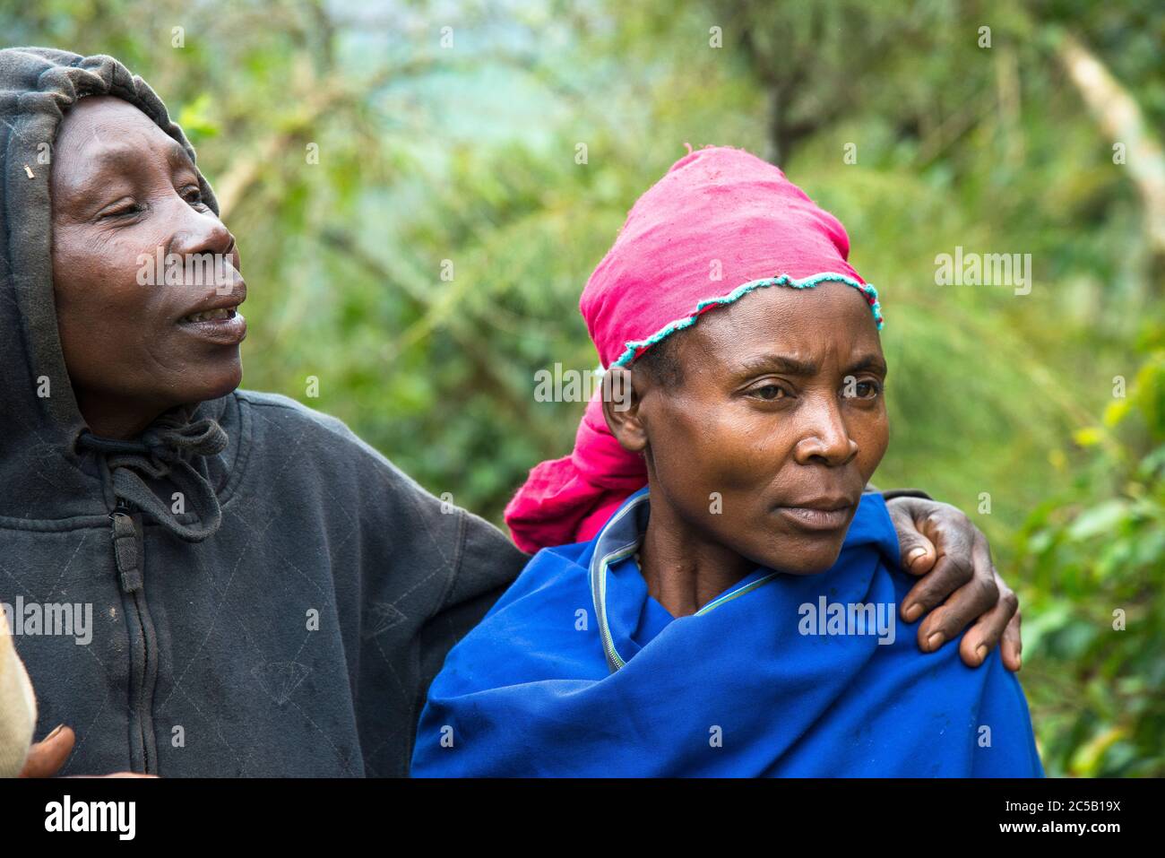 Visita alla cooperativa di caffè Gashonga nella regione del lago Kivu in Ruanda Foto Stock