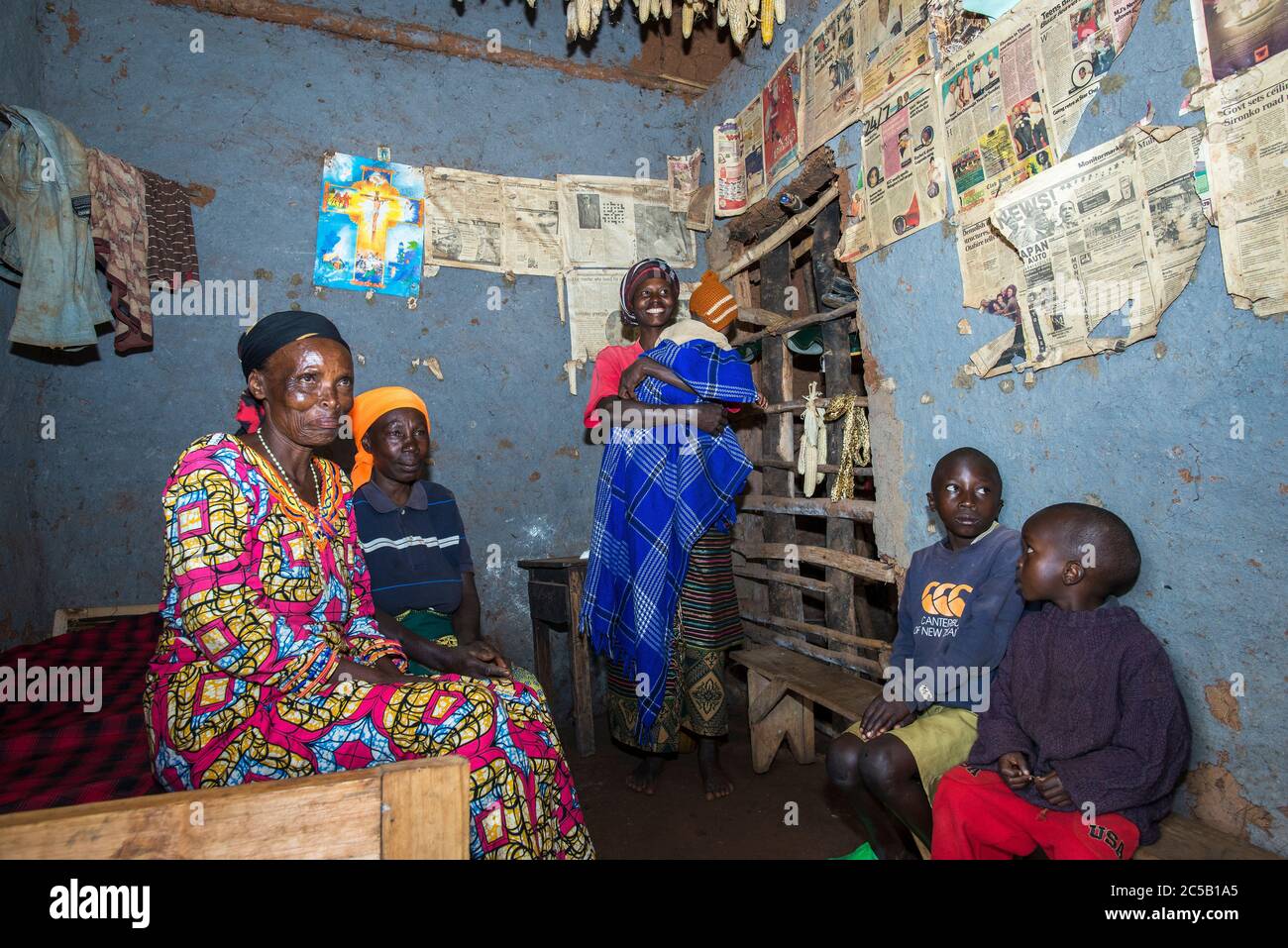 Visita alla cooperativa di caffè Gashonga nella regione del lago Kivu in Ruanda Foto Stock