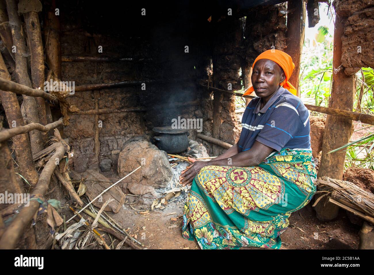 Visita alla cooperativa di caffè Gashonga nella regione del lago Kivu in Ruanda Foto Stock