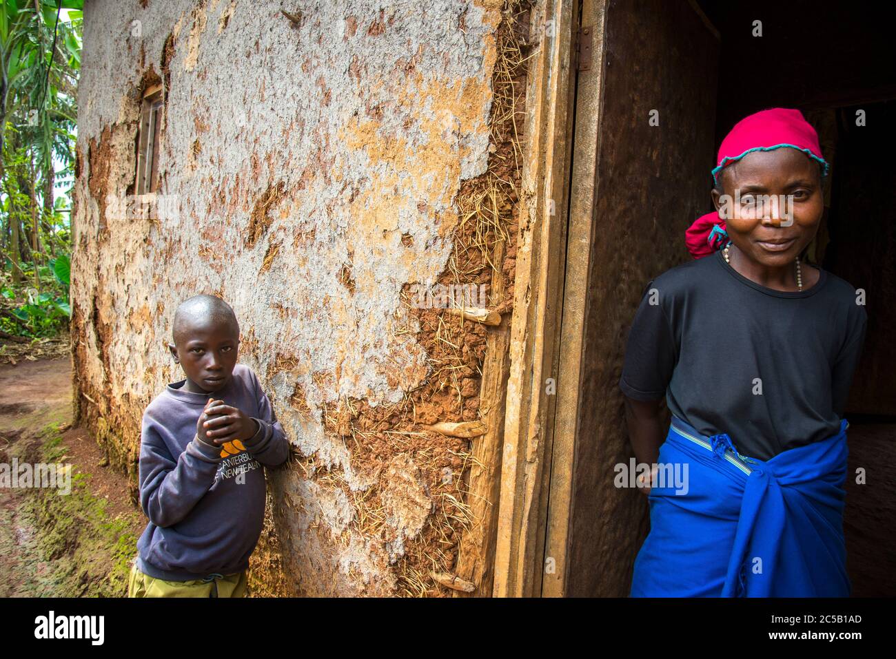 Visita alla cooperativa di caffè Gashonga nella regione del lago Kivu in Ruanda Foto Stock