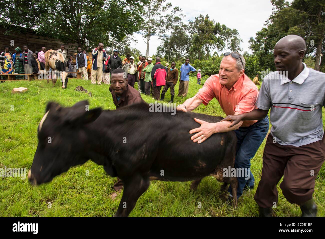 Visita alla cooperativa di caffè Gashonga nella regione del lago Kivu in Ruanda Foto Stock
