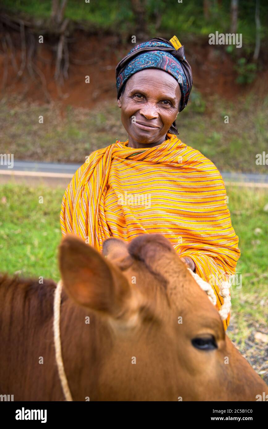 Bonus cooperative Gisuma concessi da Rob Fiedler di Africana Traders, Cyangugu, Ruanda Foto Stock
