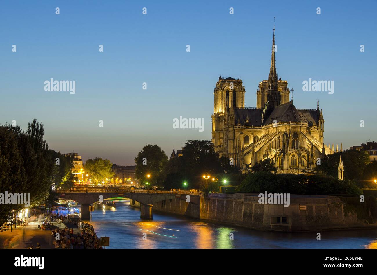 Cattedrale di Notre-Dame di notte, Parigi, Francia Foto Stock Cattedrale di Notre-Dame di notte, Parigi, Francia Foto Stock
