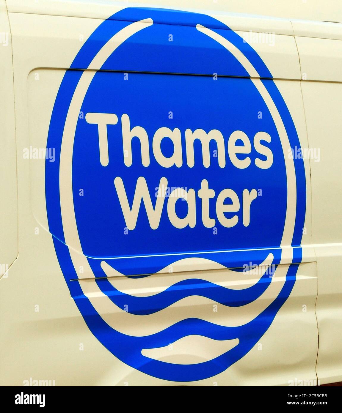 Tamigi Water, logo, società, van, veicolo, Inghilterra, Regno Unito Foto Stock