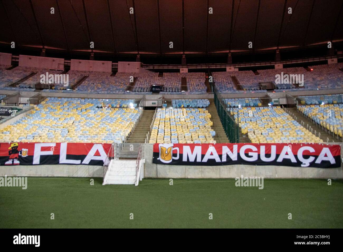 G. 1 luglio 2020. Vista degli stand vuoti del Jornalista MÃÂrio Filho Stadium (MaracanÃÂ£) durante una partita tra Flamengo e Boa Vista valida per il quinto round della Rio Cup del Campionato Carioca 2020 che si svolge nella zona Nord di Rio de Janeiro.Foto: Diego MaranhÃÂ£o Credit: Diego MaranhÃÂ£o/AM Press/ZUMA Wire/Alamy Live News Foto Stock