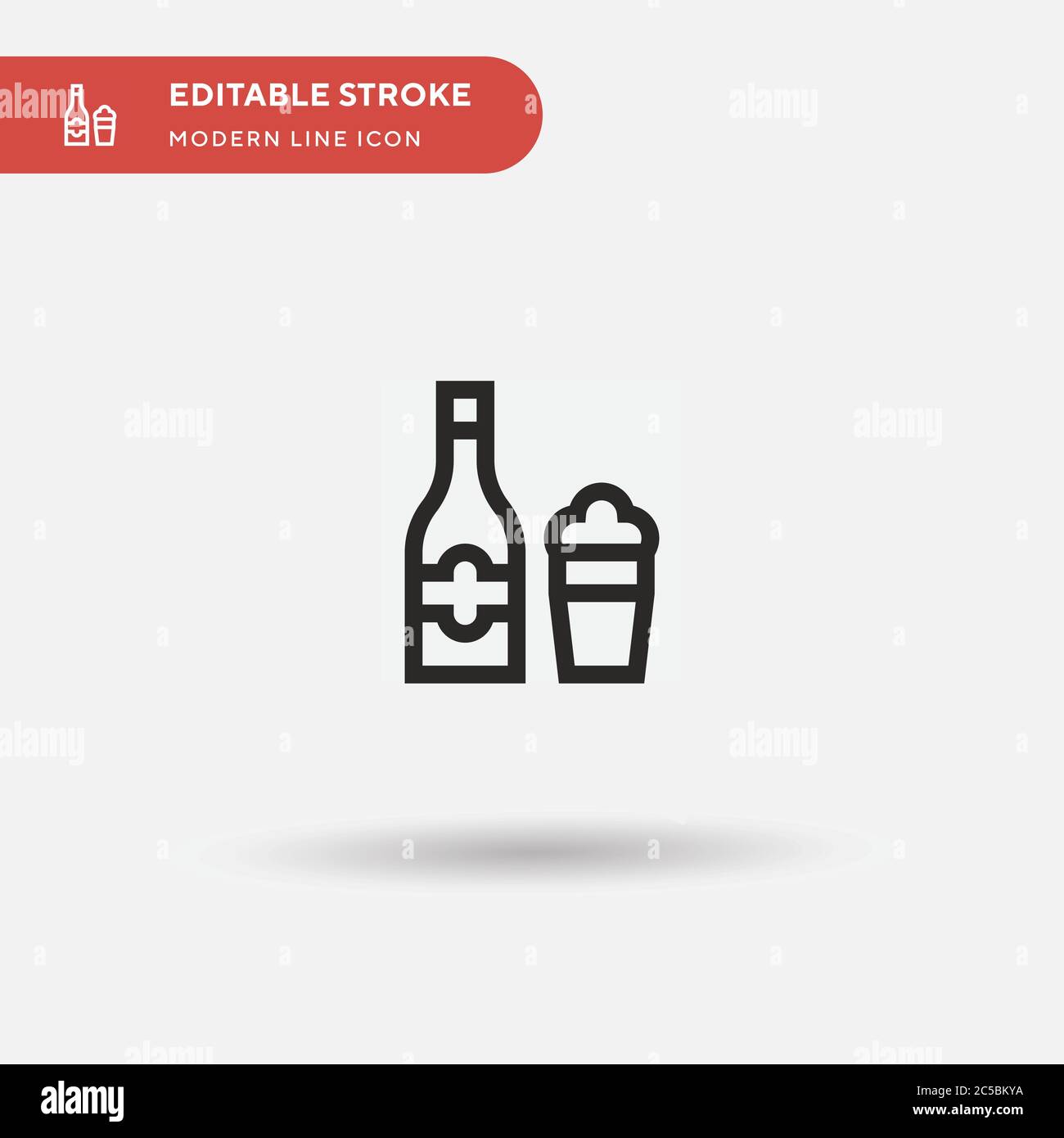 Icona semplice vettore del bicchiere per birra. Modello di disegno simbolo illustrazione per elemento UI mobile Web. Pittogramma moderno a colori perfetto su tratto modificabile. Icone della tazza per birra per il vostro progetto aziendale Illustrazione Vettoriale