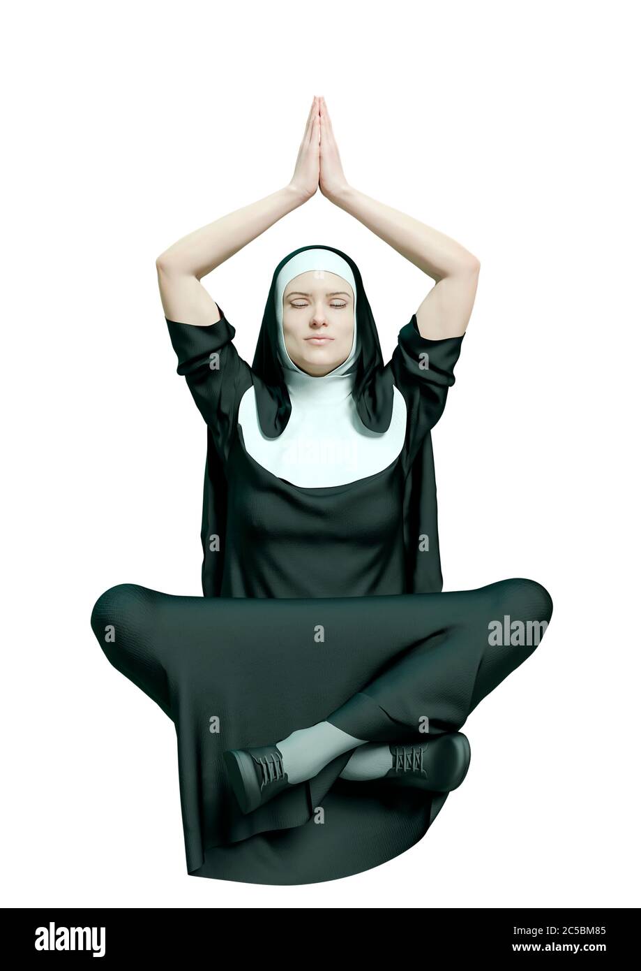 la suora sta facendo yoga, illustrazione 3d Foto Stock
