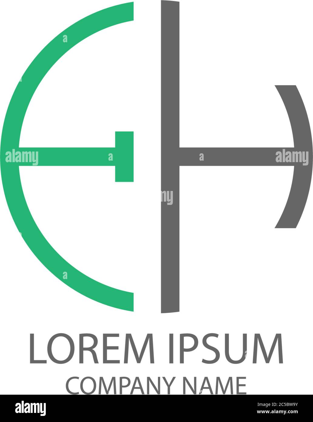 Design circolare con logo EH in colore arancione e nero Illustrazione Vettoriale