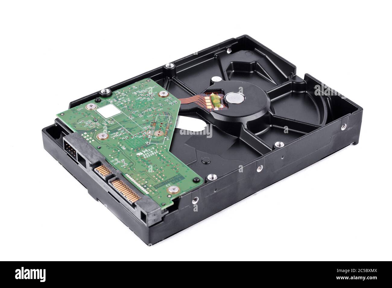 l'unità disco rigido della scheda è la memorizzazione dei dati per il computer digitale dati su sfondo bianco, la tecnologia del disco rigido isolata Foto Stock