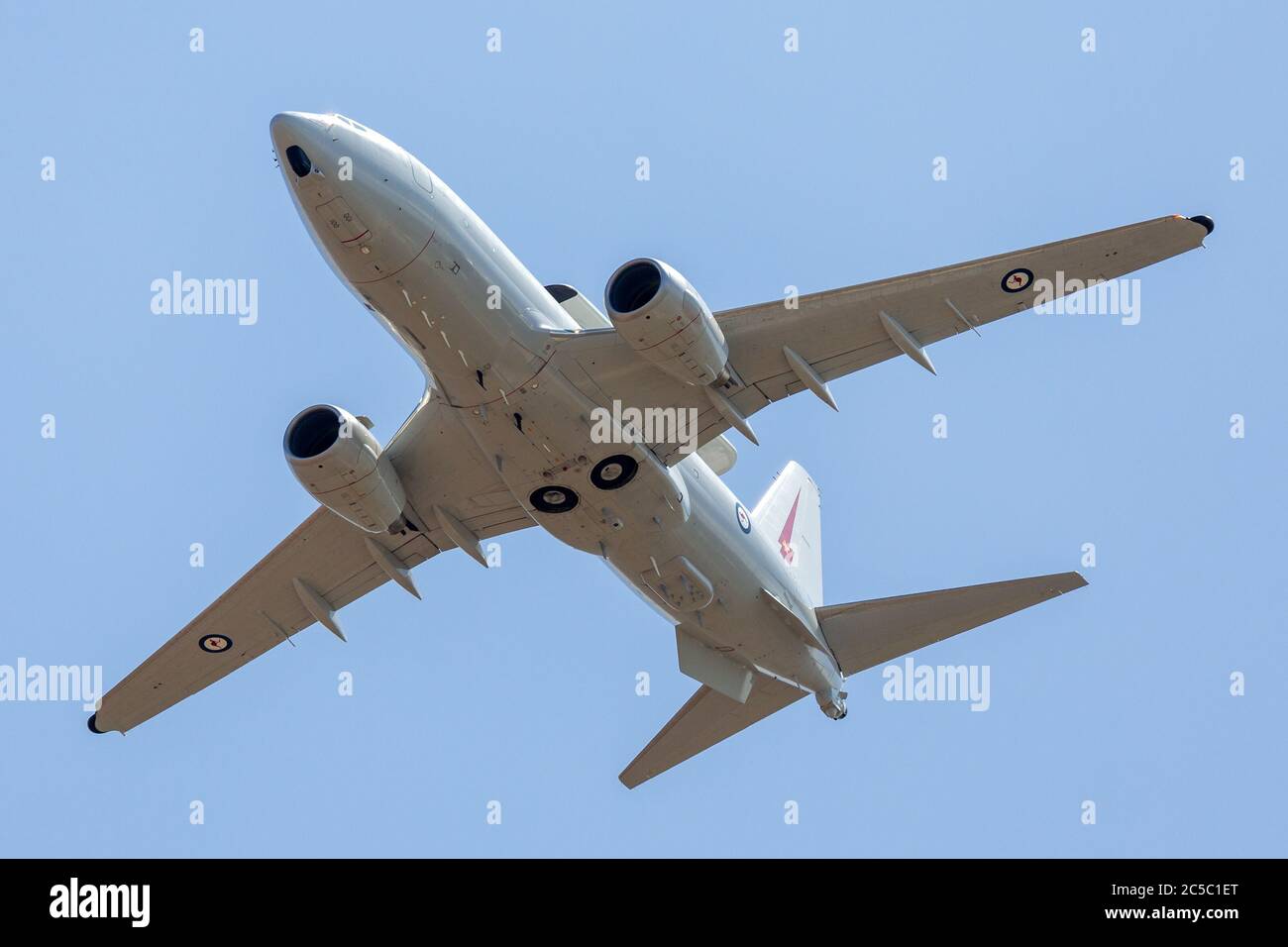 Royal Australian Air Force (RAAF) Boeing e-7A Wedgetail A30-001 AEW&C aereo a doppio motore aereo di allarme e controllo anticipato dalla base RAAF Williamto Foto Stock