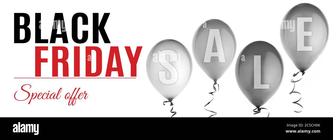 Banner vendita black friday con aerostati Foto Stock