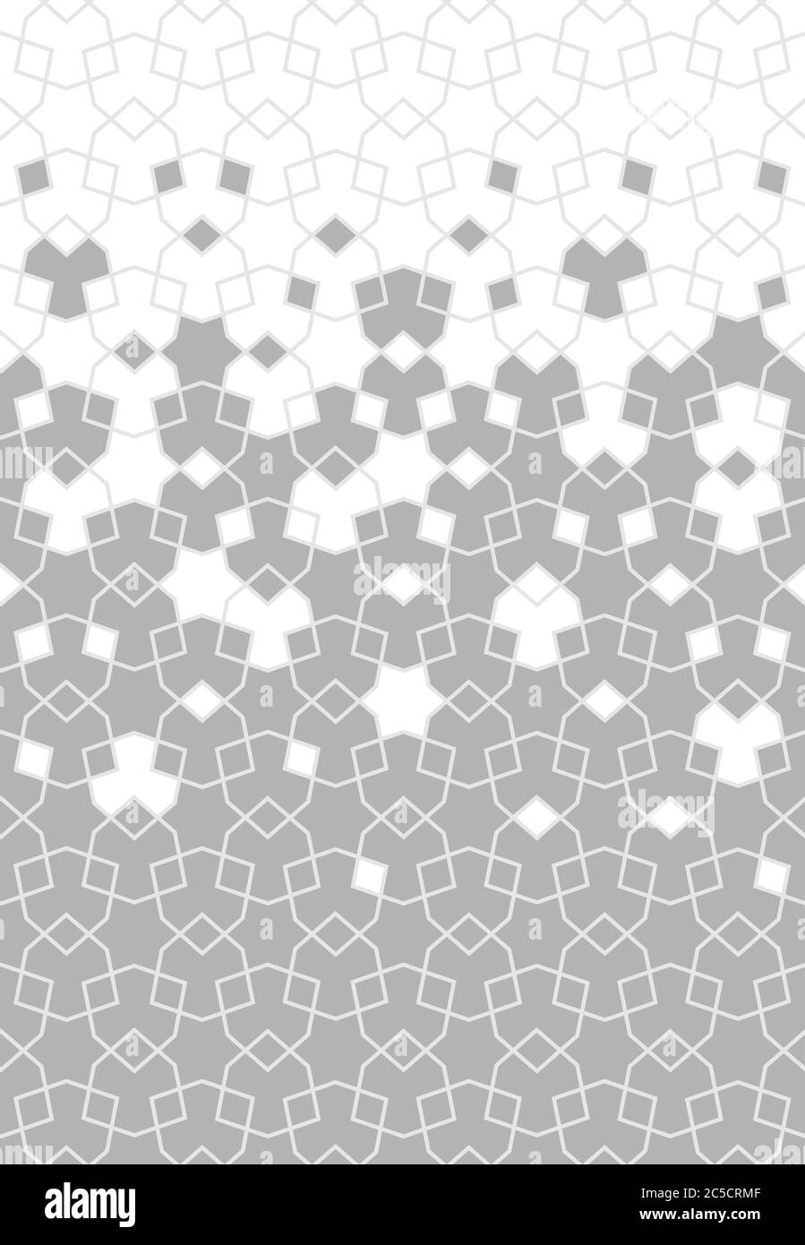 Bordo grigio a mezzitoni. Motivo di mezzitoni geometrico con disintegrazione arabesca grigia.modello vettoriale affiancata Illustrazione Vettoriale