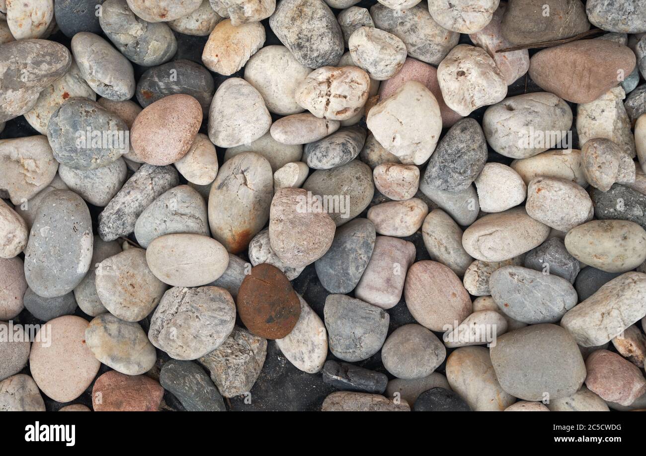 mucchio di pietre di ciottoli. Natura sfondo e struttura Foto Stock