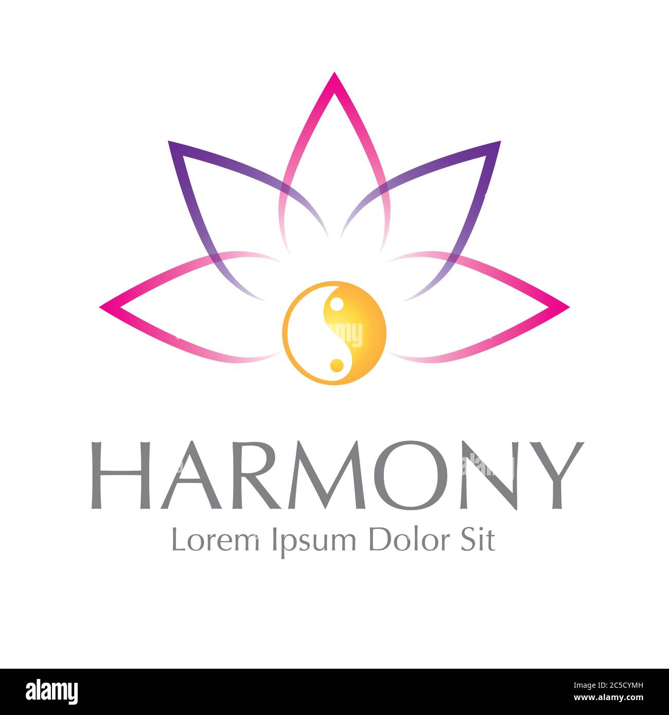 Elemento di disegno vettoriale di Lotus Yin Yang Harmony Symbol Illustrazione Vettoriale