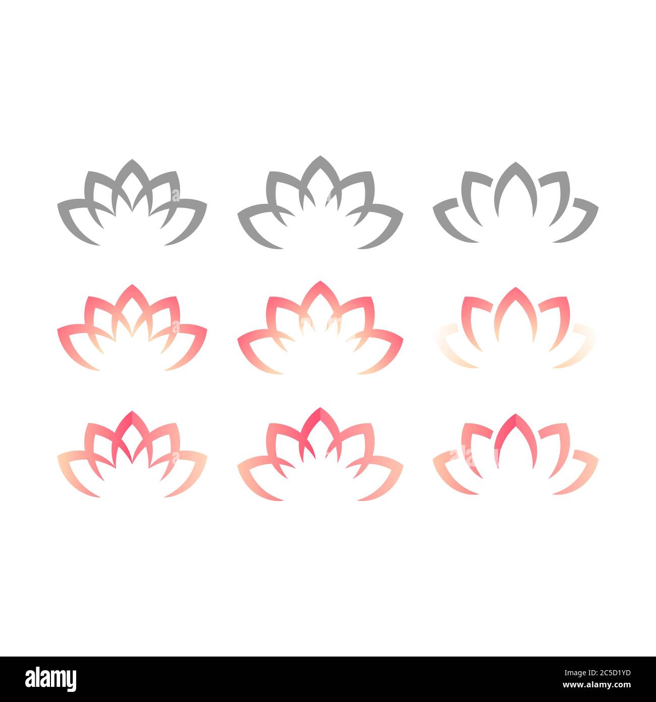 Loto o giglio d'acqua fiore rosa floreale per logo. Simbolo vettore yoga o spa. Illustrazione Vettoriale