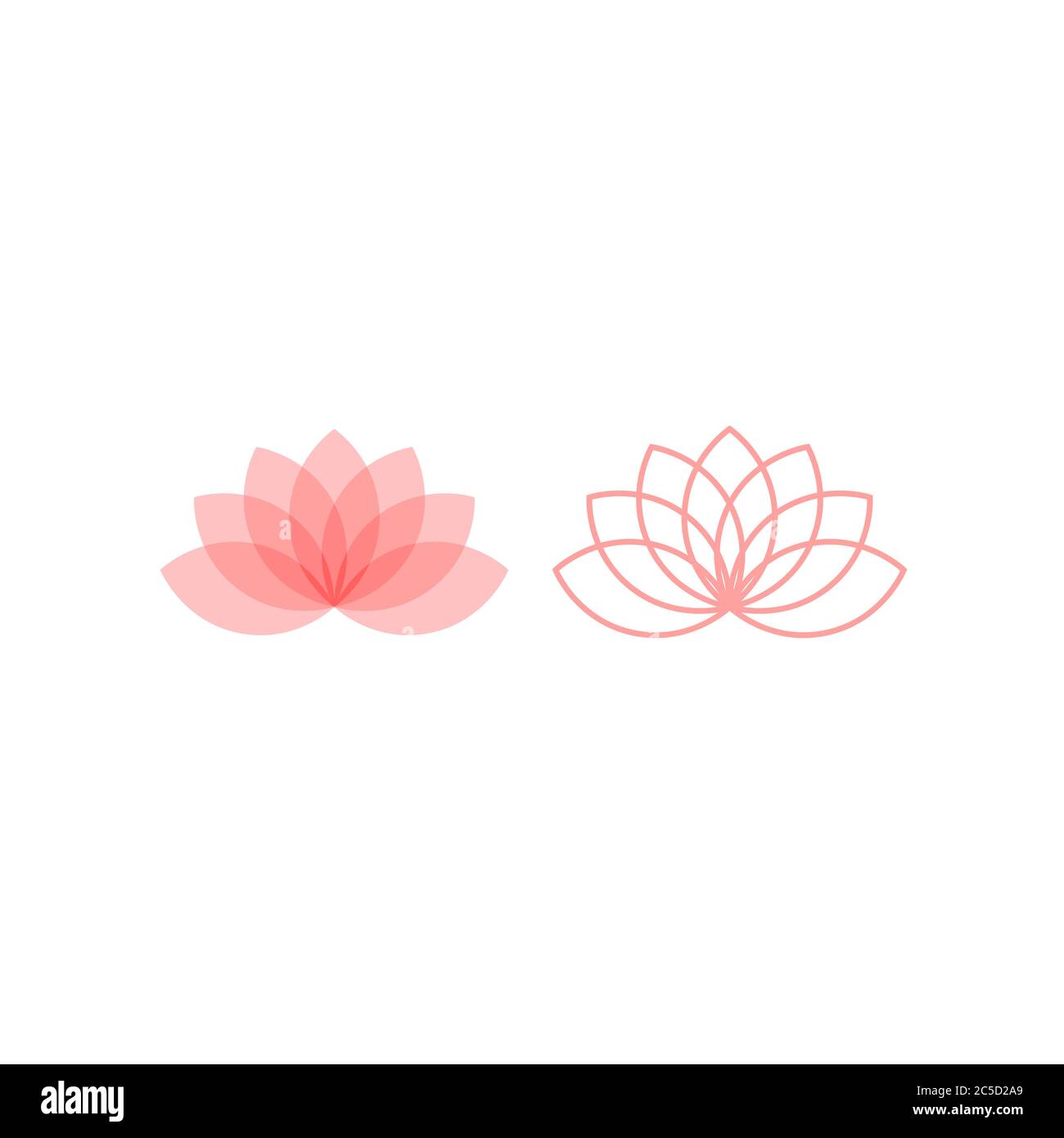 Loto o giglio d'acqua fiore rosa floreale per logo. Simbolo vettore yoga o spa. Illustrazione Vettoriale