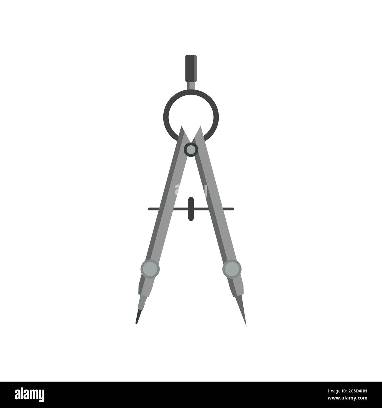 Bussola di disegno su sfondo bianco. Illustrazione vettoriale in stile piatto alla moda. Illustrazione Vettoriale