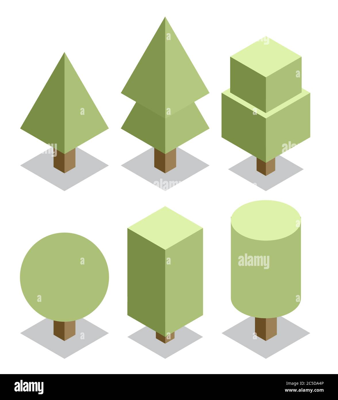 alberi impostati. vettore isometrico 3d Illustrazione Vettoriale