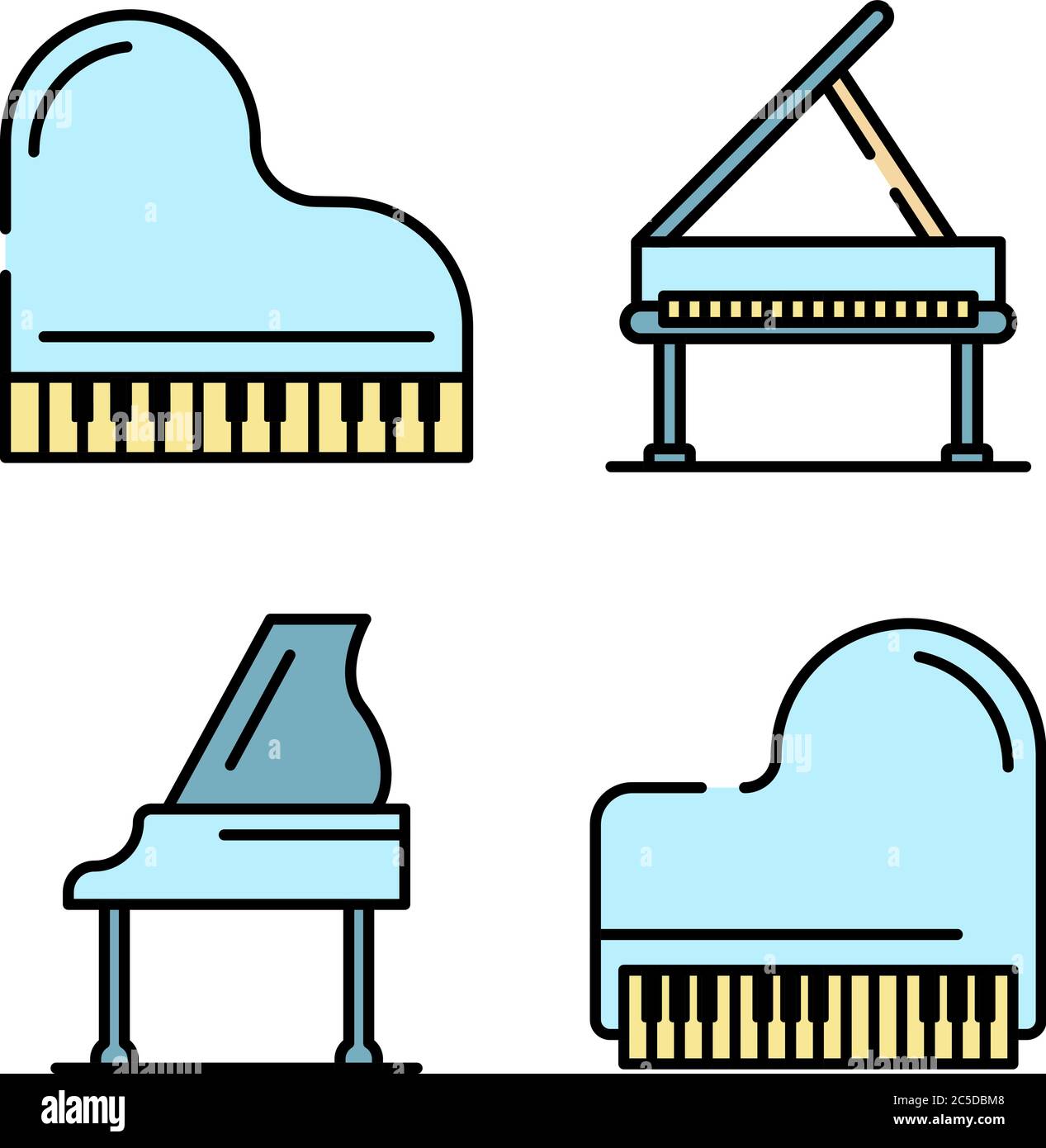 Icone pianoforte grande vettore piatto Illustrazione Vettoriale
