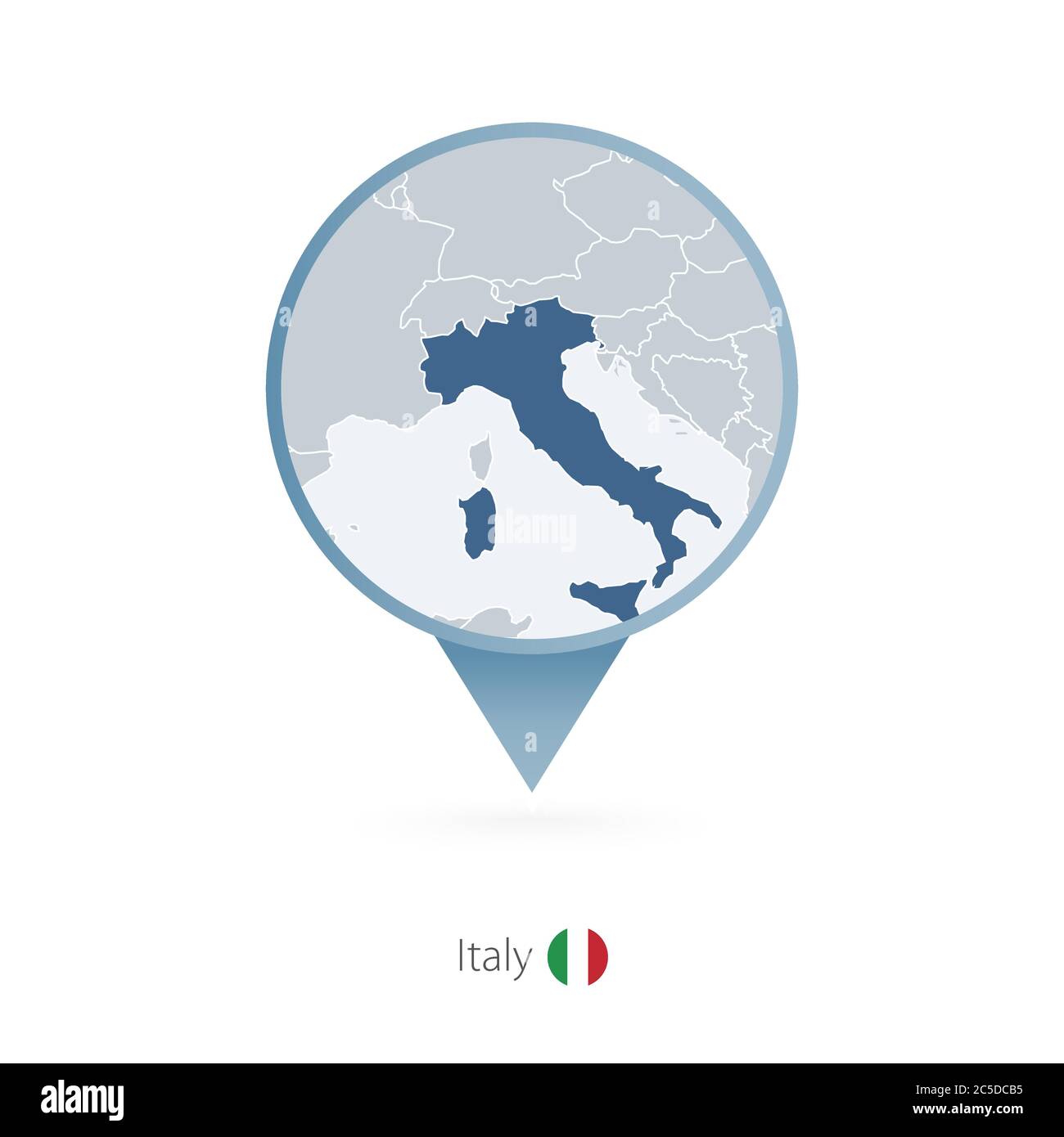 Mappa con mappa dettagliata dell'Italia e dei paesi vicini. Illustrazione Vettoriale