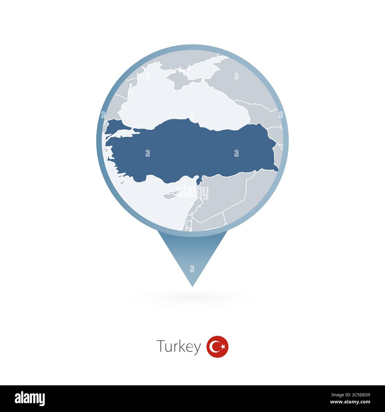 Mappa con mappa dettagliata della Turchia e dei paesi vicini. Illustrazione Vettoriale