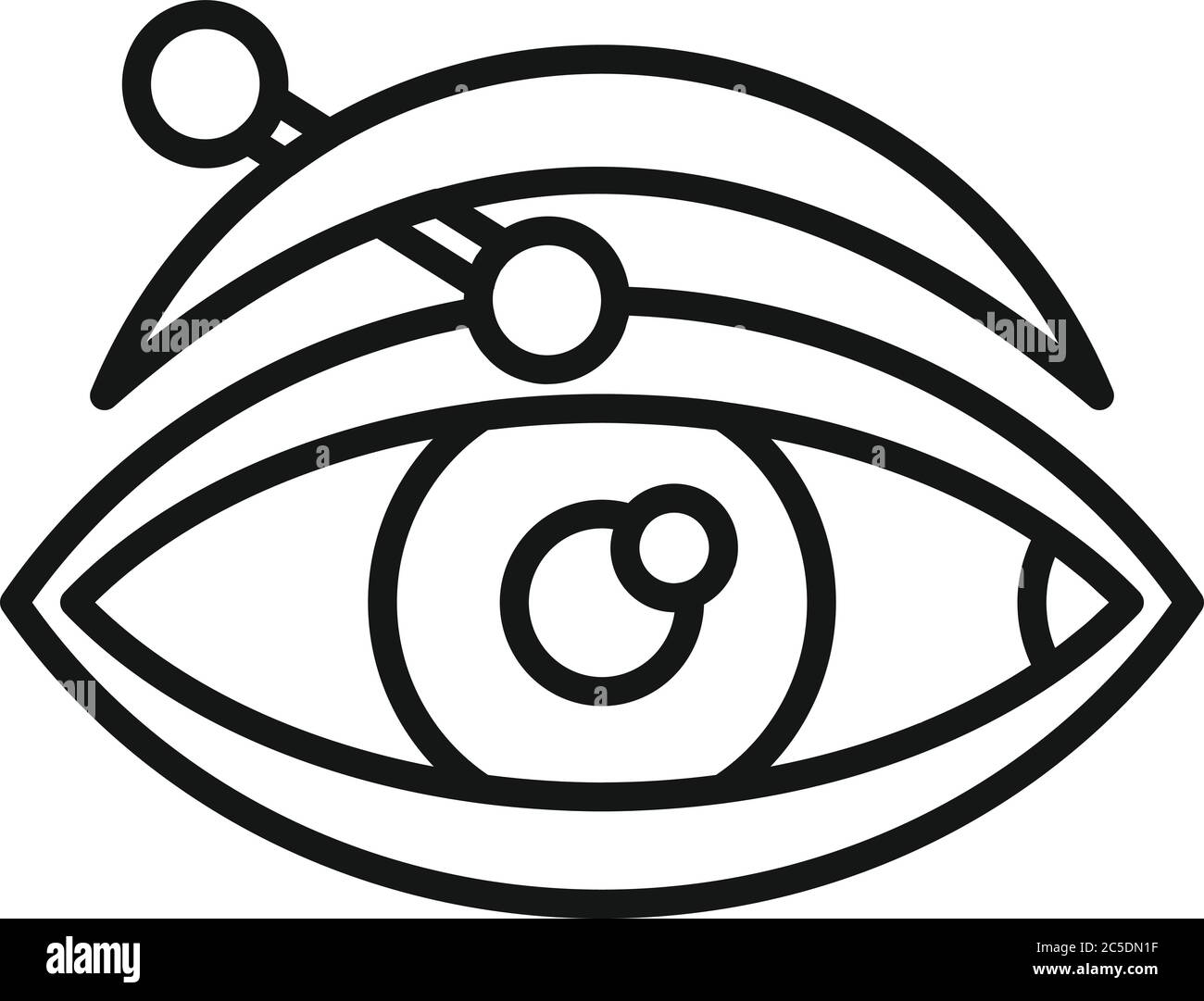 Icona di perforazione oculare. Contorno icona vettore di perforazione oculare per web design isolato su sfondo bianco Illustrazione Vettoriale