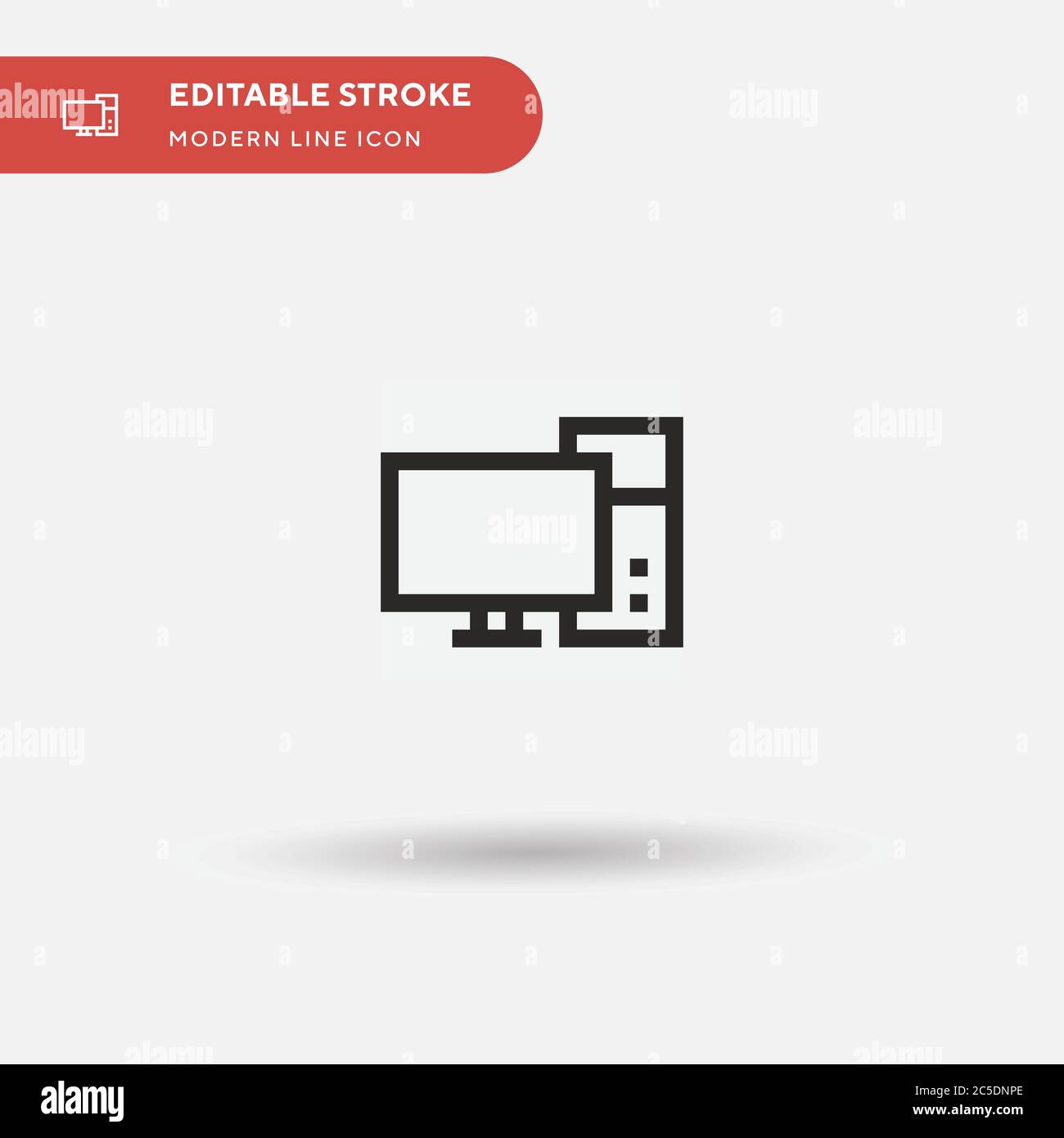 Icona vettore semplice del computer. Modello di disegno simbolo illustrazione per elemento UI mobile Web. Pittogramma moderno a colori perfetto su tratto modificabile. Calcolo Illustrazione Vettoriale