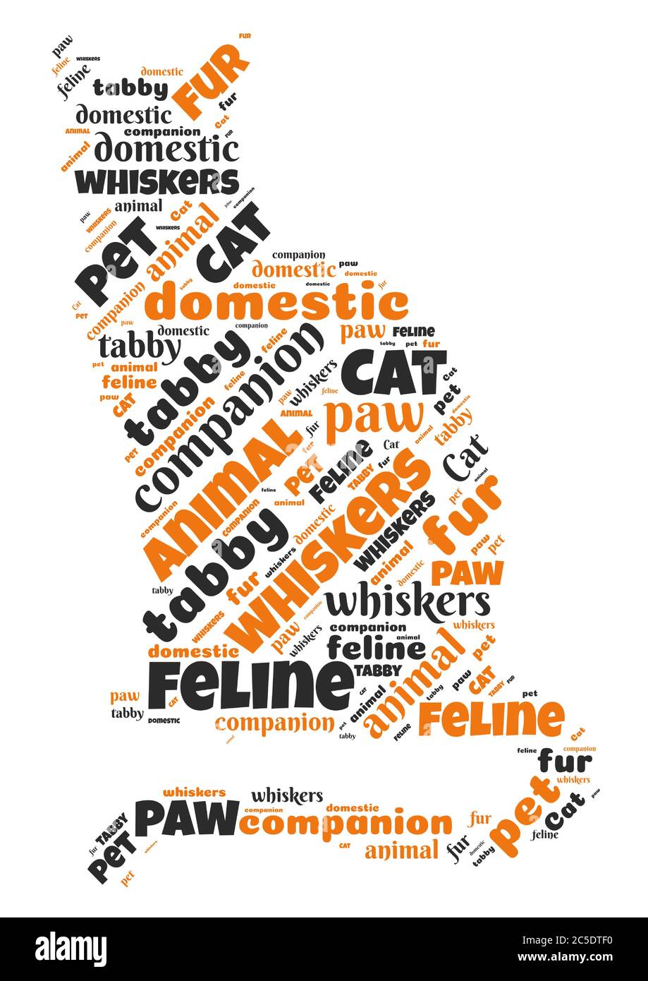 Illustrazione di una nuvola di parole con parole che rappresentano gatti e felini Illustrazione Vettoriale