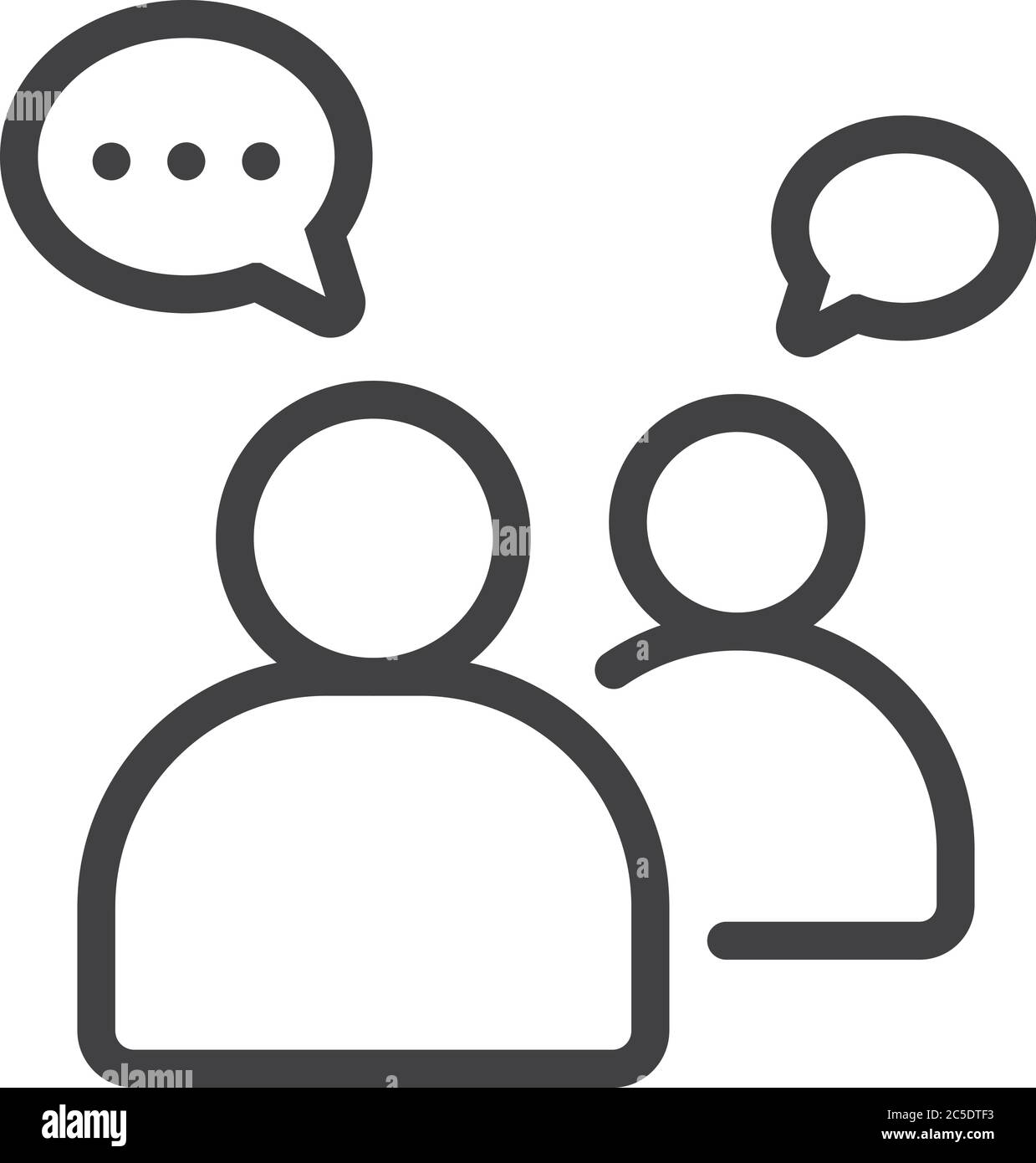 Icona lineare del profilo di un gruppo di due persone: Conversazione o riunione o conversazione, concetto di comunità sociale per app, web e business utilizzando - Vector i Illustrazione Vettoriale