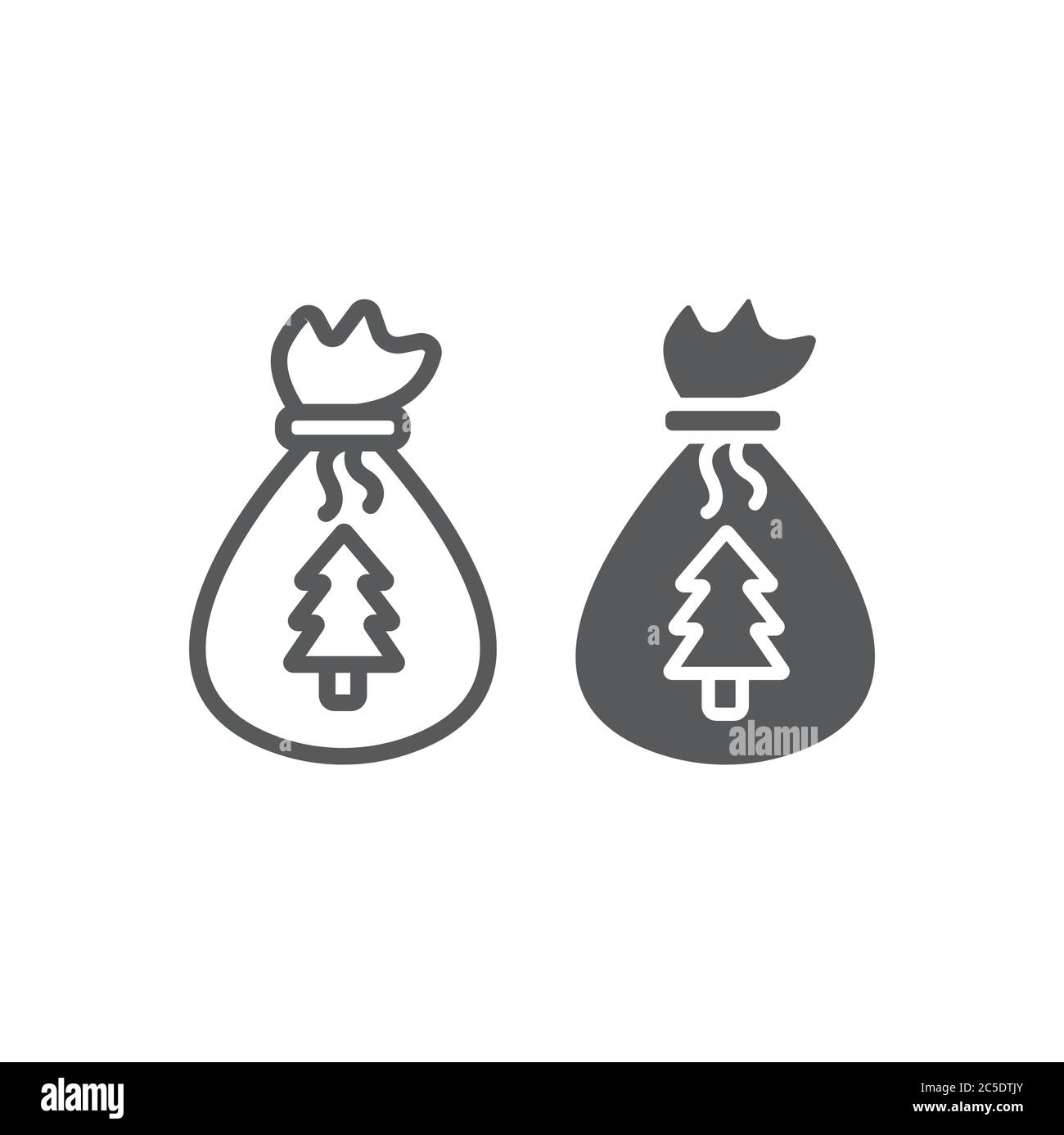 Babbo Natale borsa linea e icona di glifo, Natale e regali di Natale, segno del sacco, grafica vettoriale un modello lineare su uno sfondo bianco. Illustrazione Vettoriale