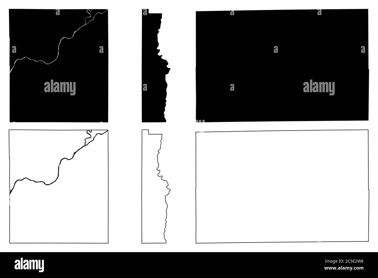 Vermillion, Tipton e Tippecanoe County, Indiana (Stati Uniti, Stati Uniti d'America, Stati Uniti, Stati Uniti, Stati Uniti), illustrazione vettoriale di mappa, VERM di schizzo di scrimbolo Illustrazione Vettoriale