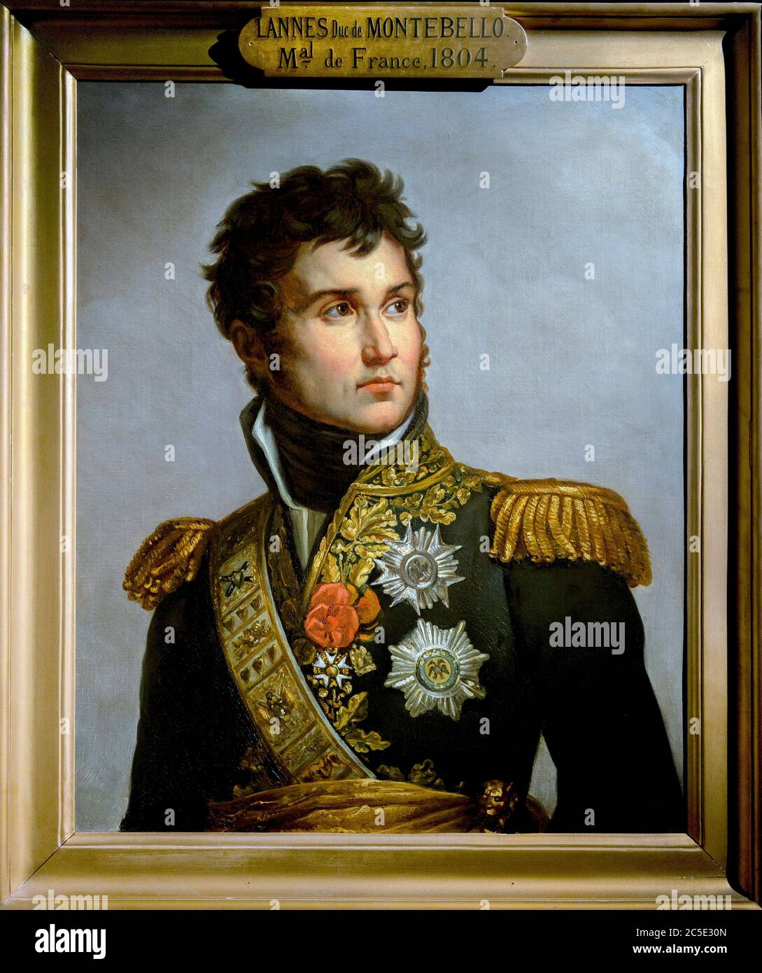 "Portrait de Jean Lannes, duc de Montebello (1769-1809) marechal d'Empire" Copie de Volpeliere d'apres le portrait en pied de Lannes par Gerard - Par Foto Stock