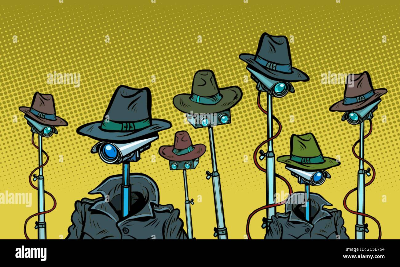 sorveglianza spia videosorveglianza totale informazioni segrete concetto di privacy Illustrazione Vettoriale