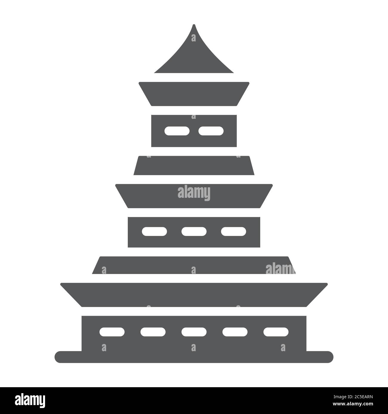 Icona glifo pagoda, giappone e architettura, segno giapponese di costruzione, grafica vettoriale, un motivo solido su sfondo bianco. Illustrazione Vettoriale
