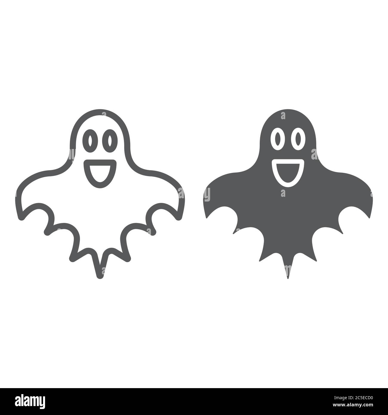 Icona di glifo e linea fantasma, halloween e horror, segno di spirito, grafica vettoriale, un motivo lineare su sfondo bianco. Illustrazione Vettoriale