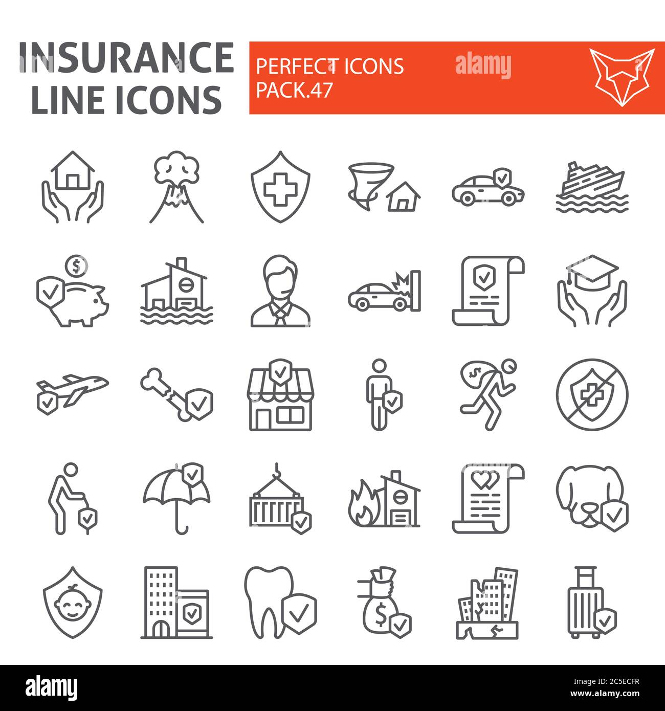 Set di icone per linee di assicurazione, raccolta di simboli sanitari,  schizzi vettoriali, illustrazioni di logo, pittogrammi lineari per segni di  protezione della vita e dell'azienda Immagine e Vettoriale - Alamy