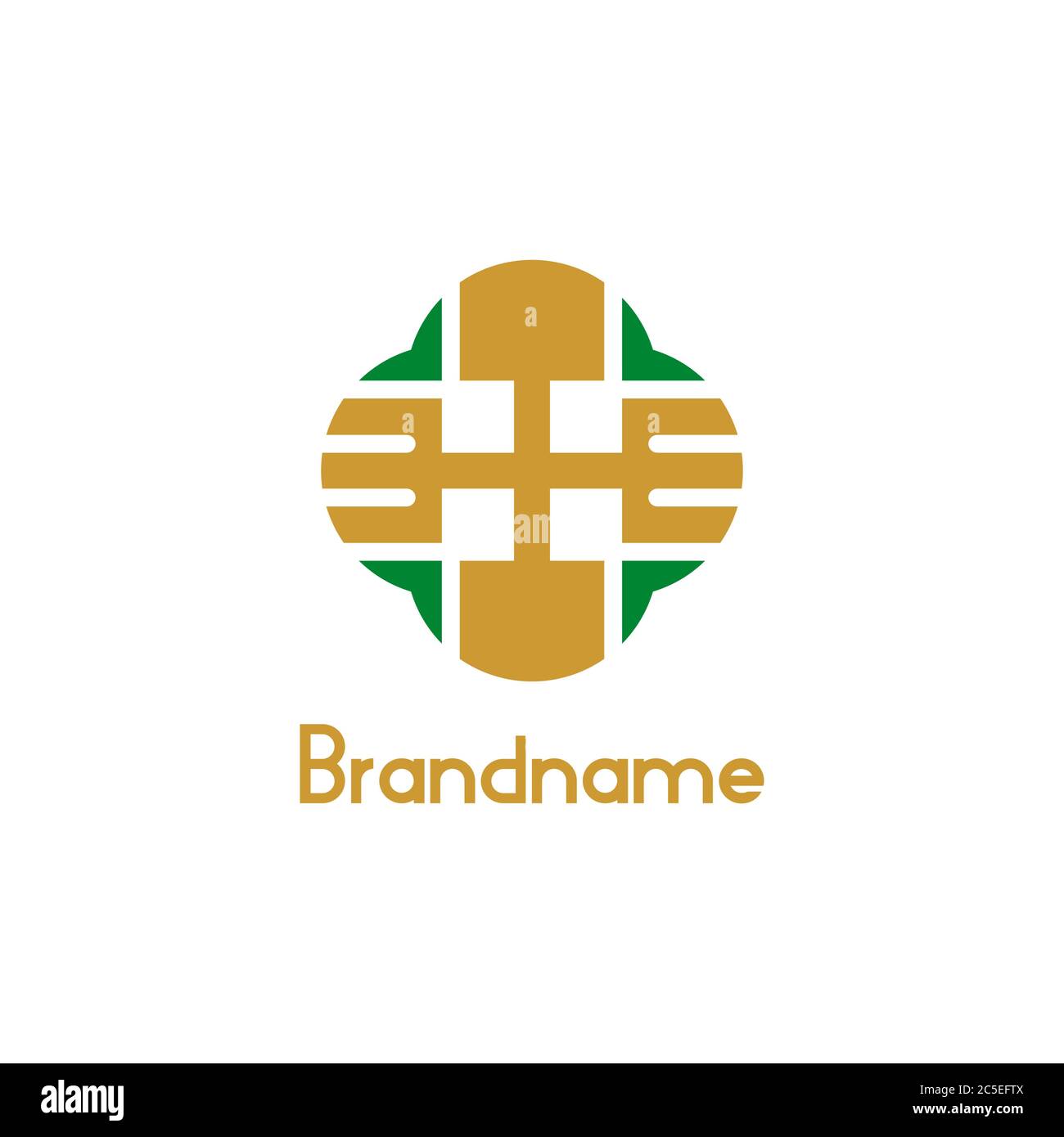 Logo ristorante, concetto di design a cucchiaio e a forchetta, isolato su sfondo bianco. Illustrazione Vettoriale