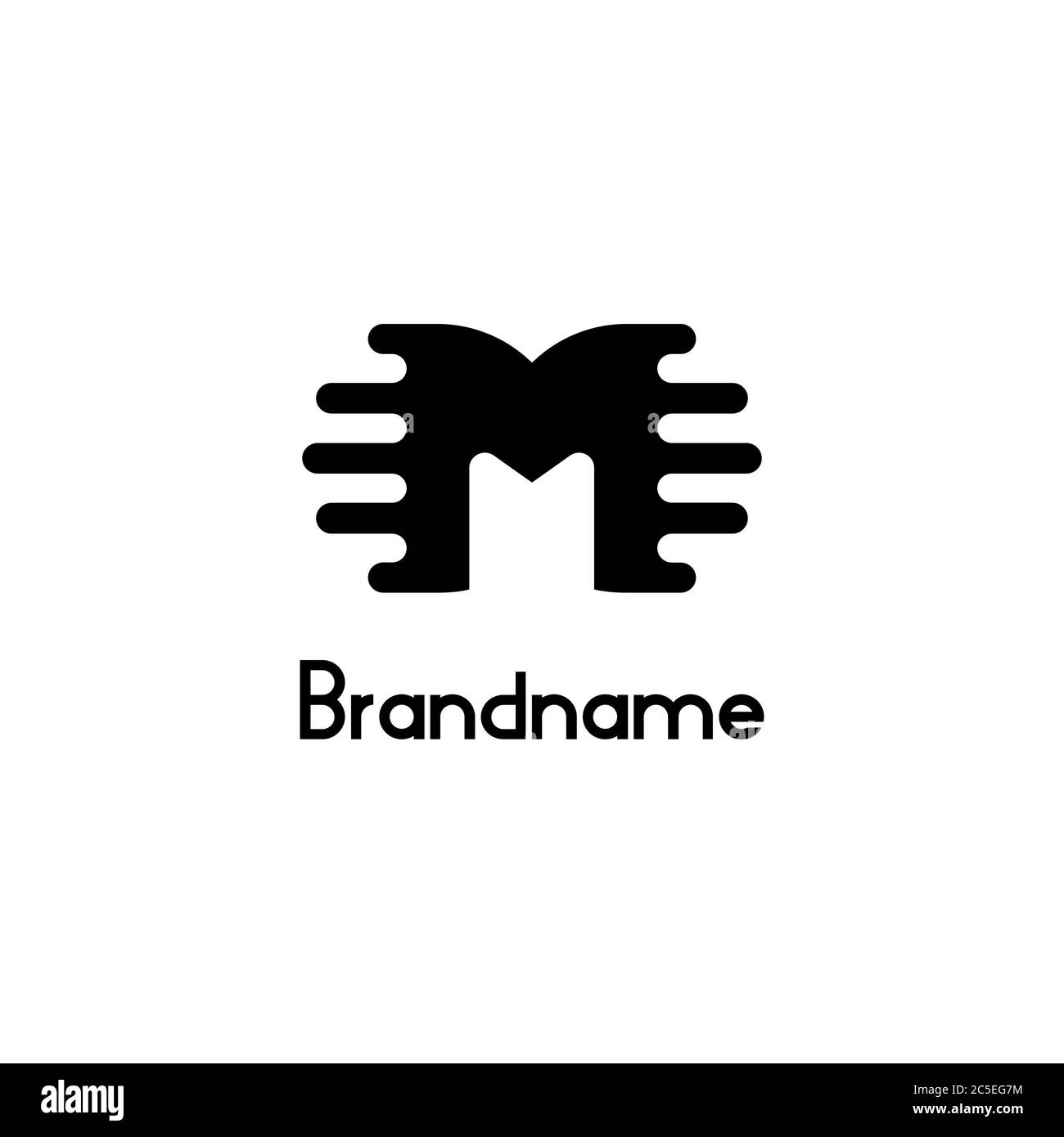 Lettera iniziale modello logo grafico M, concetto di design tecnologico, isolato su sfondo bianco. Illustrazione Vettoriale