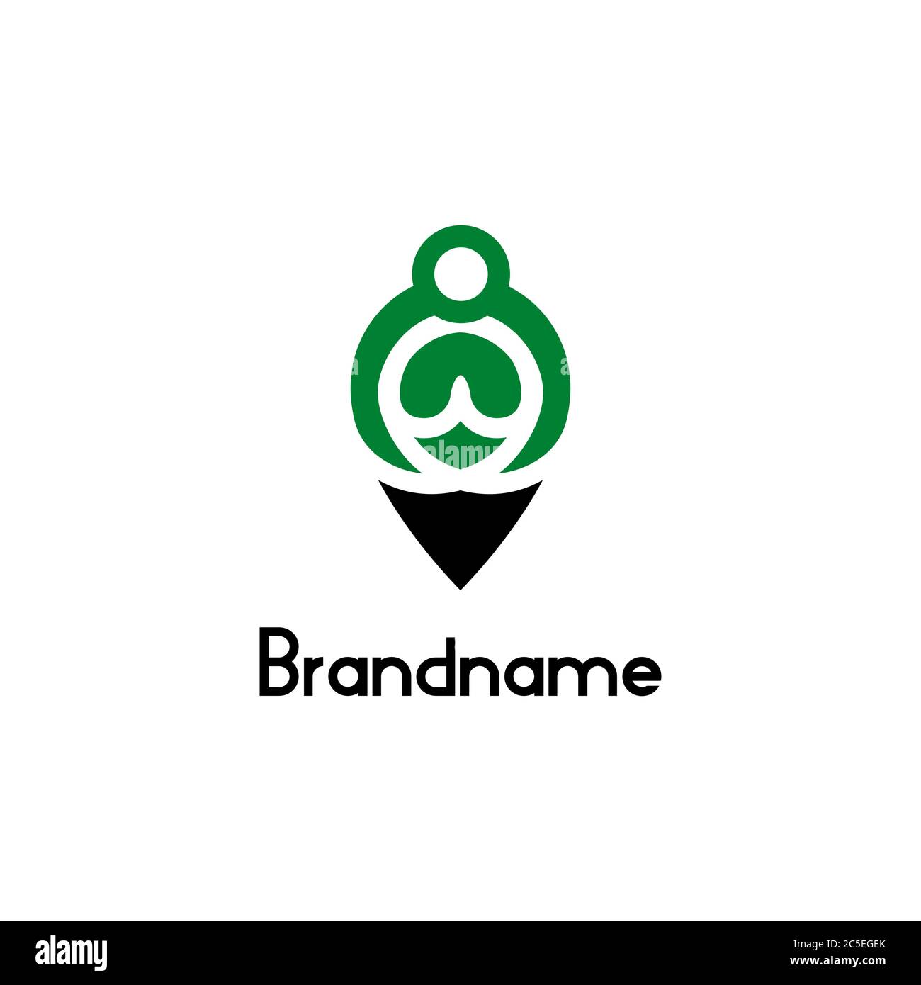 Logo di meditazione puntatore, concetto di design umano con stile negativo della linea spaziale, design semplice e minimale del logo, isolato su sfondo bianco. Illustrazione Vettoriale