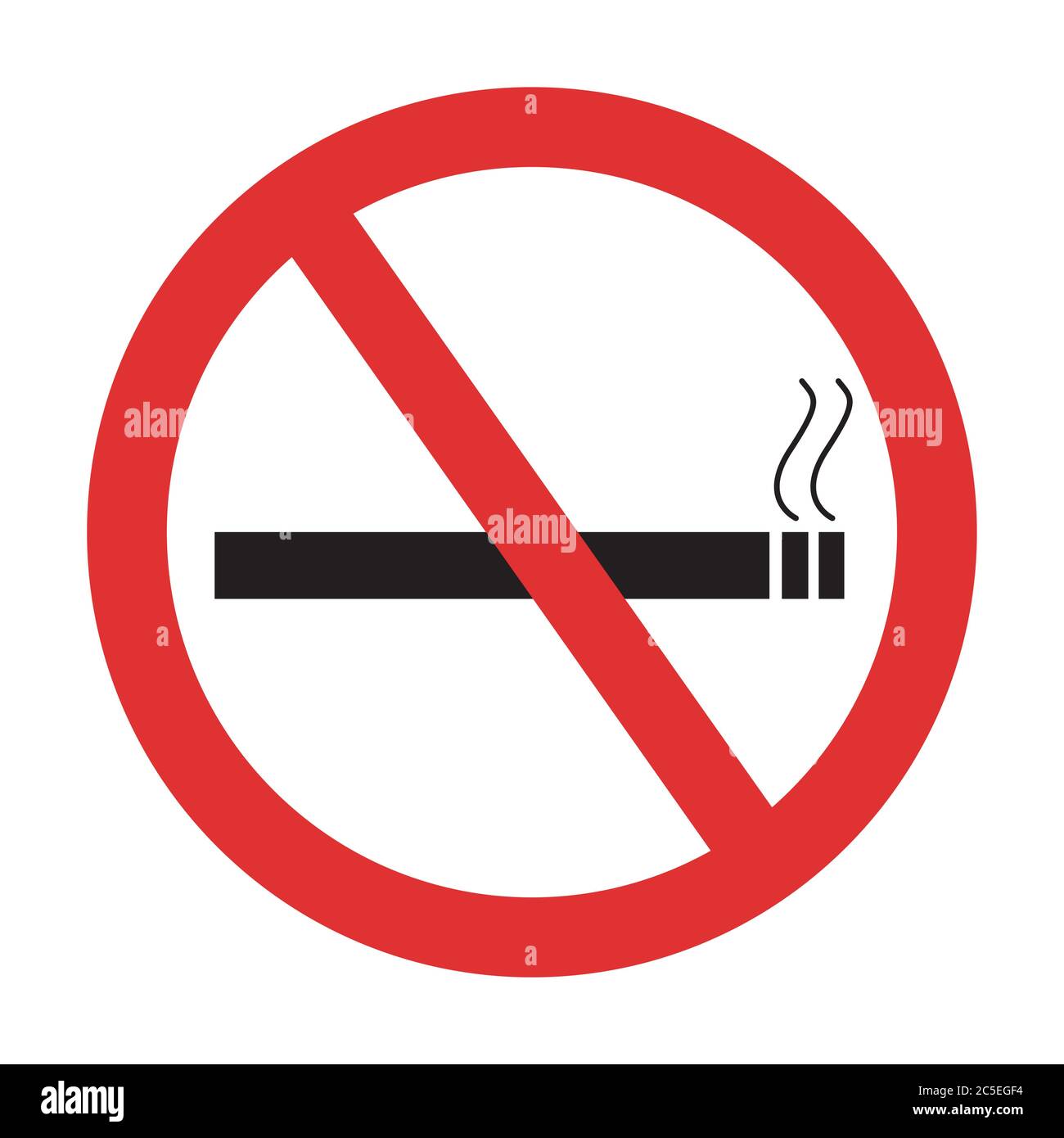 Nessun cartello di sigaretta. Simbolo di divieto di fumo per bar, caffè o distributore di benzina. Non fumare adesivo isolato Illustrazione Vettoriale