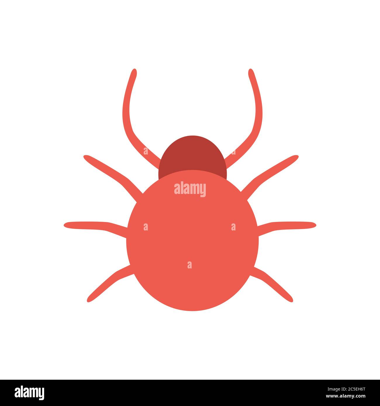 Bug rosso su sfondo bianco. Illustrazione vettoriale in stile piatto alla moda. Illustrazione Vettoriale