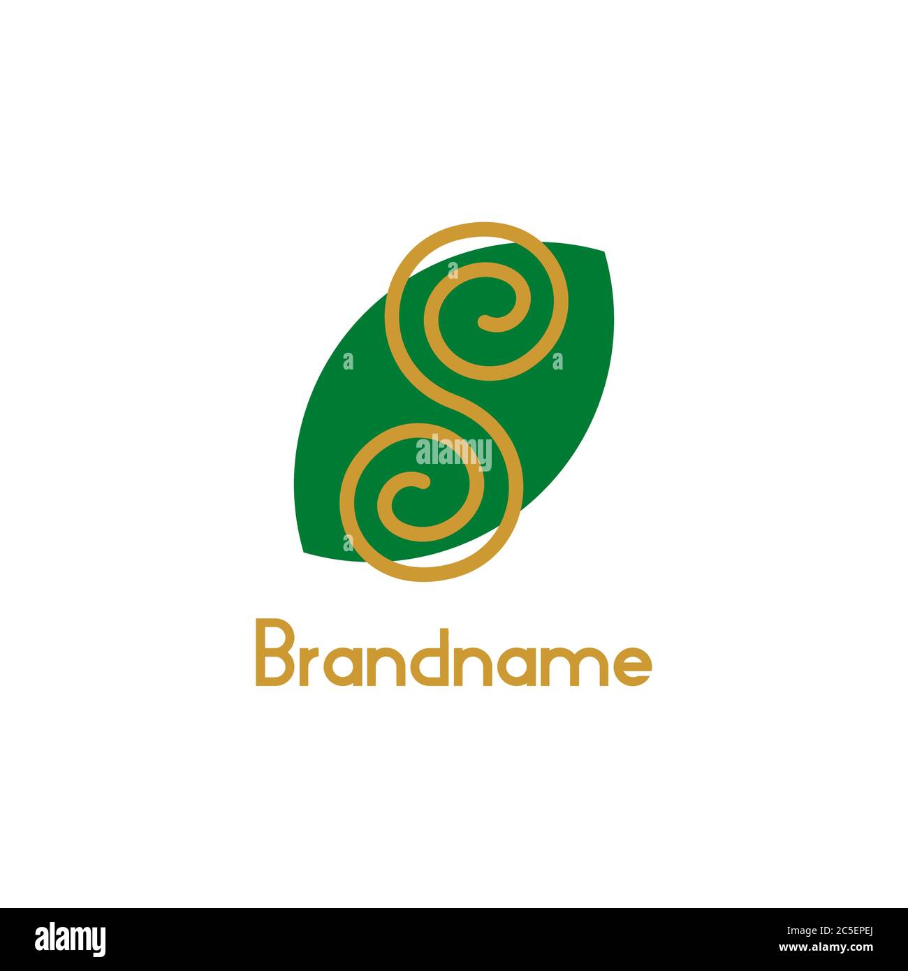 Logo Leaf con concetto di design lineare a lettera S, logo moderno ed esclusivo, isolato su sfondo bianco. Illustrazione Vettoriale