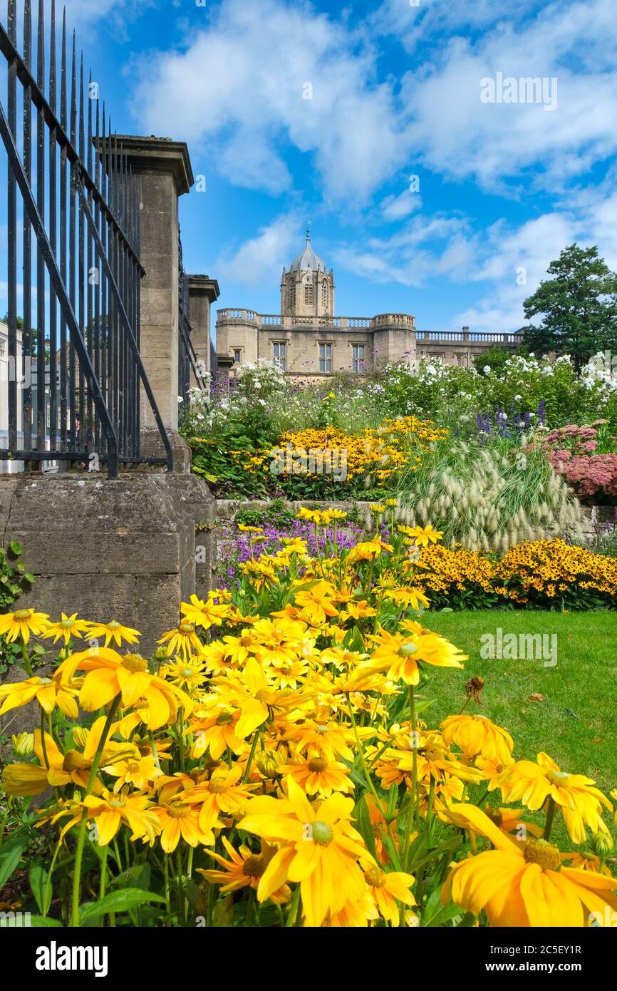 Il Christ Church College e i giardini dell'Università di Oxford Foto Stock