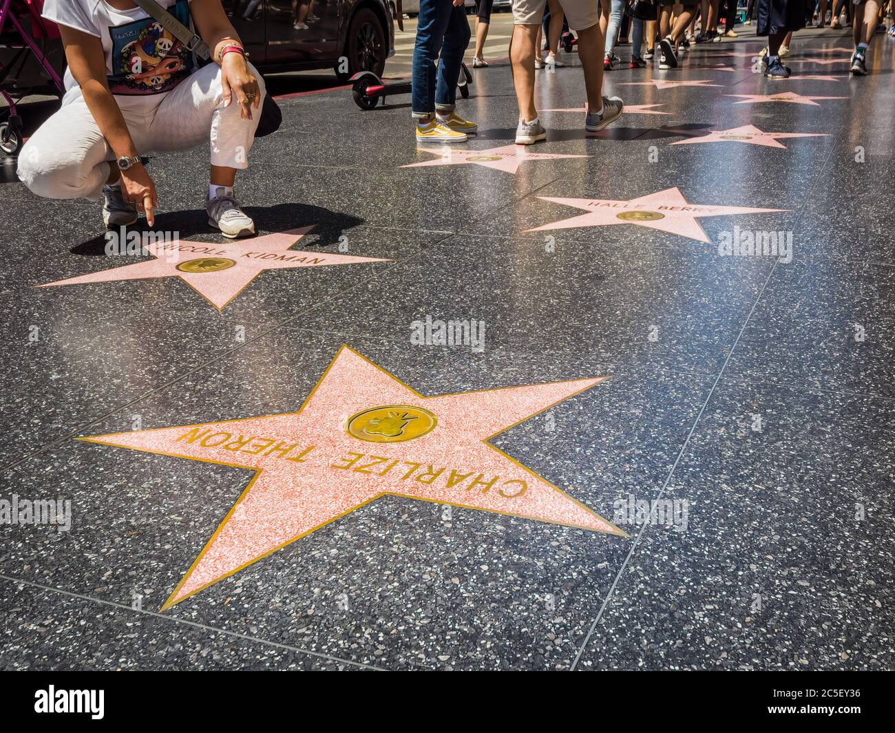 Los Angeles, California: Hollywood Boulevard e Walk of Fame. Foto Stock