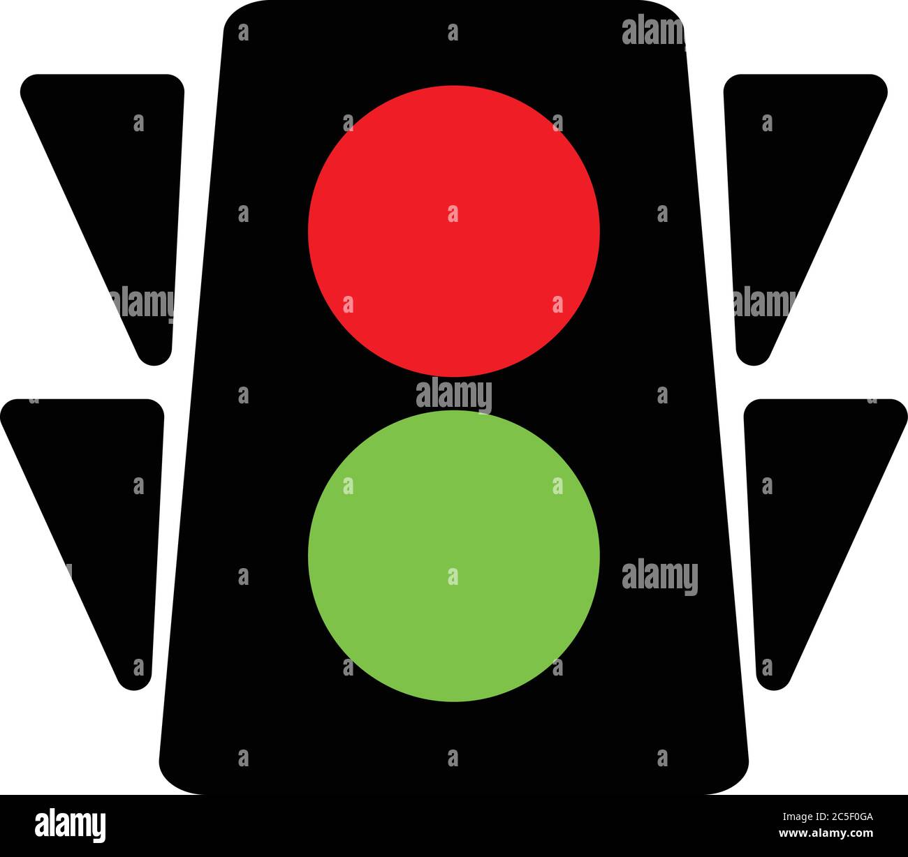 Illustrazione vettoriale del sistema di controllo del trasporto con semaforo a luce piatta Illustrazione Vettoriale