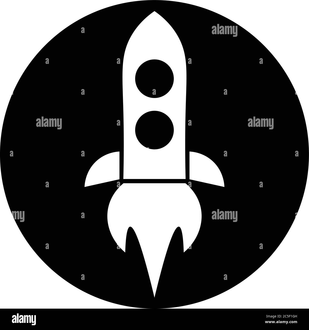 Rocket logo astronave icona nero isolato vettore illustrazione Illustrazione Vettoriale