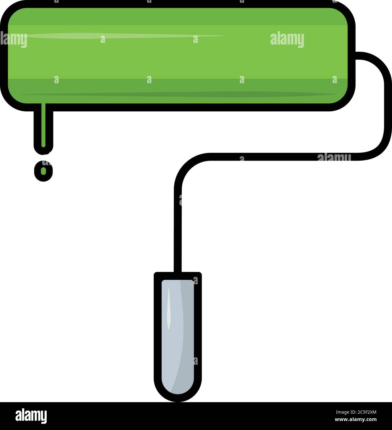 Icona rullo di vernice verde Wall Color Work Tool Illustrazione vettore Illustrazione Vettoriale